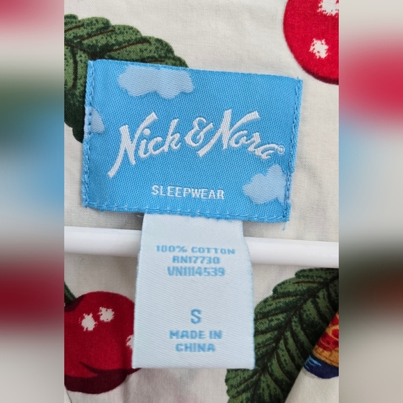 Nick & Nora Cherry Pie Blue Birds Pajama Top size Small - Picture 2 of 10